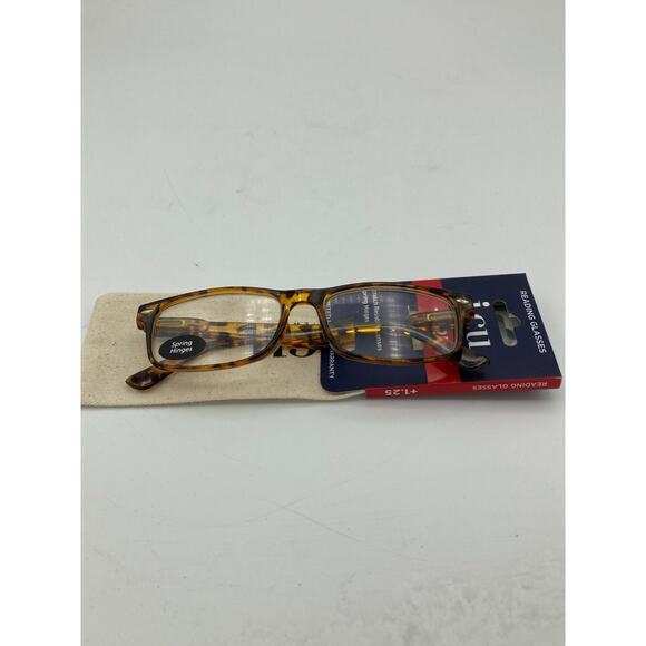 ICU Eyewear Plastic Rectangle / Metal Studs and Case +1.25 Spring-Hinged Frame - Picture 1 of 9